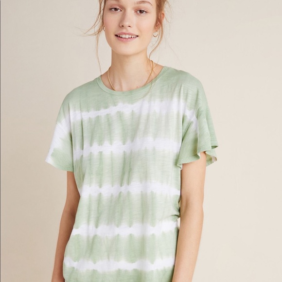 Anthropologie | MARTHA FLUTTER-SLEEVED TEE | Sz SP - Picture 2 of 10